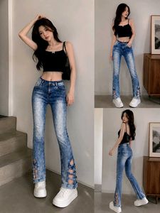 Trendy Cut-Out Flare Jeans