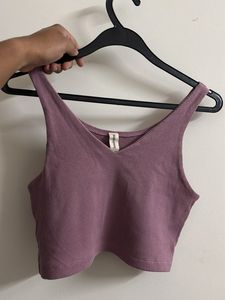 Ribbed V-Neck Cropped Tank Top | Size S