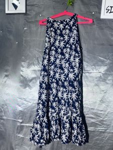 Navy Blue Palm Tree Dress