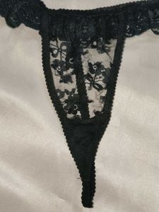 Elegant Black Lace Thong