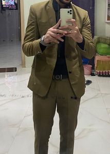 Men's Khaki two piece suit.