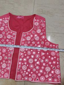 Embellished Pink Sleeveless Jacket