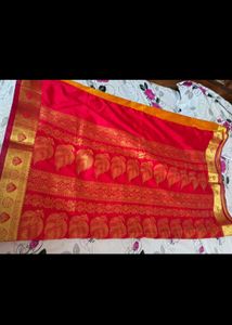 Elegant mustard Saree with Red Border