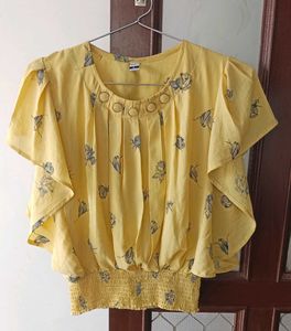 Yellow Floral Print Blouse