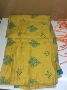 Yellow Dupattas Green Print
