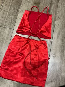 Satin Red Co-ord Set