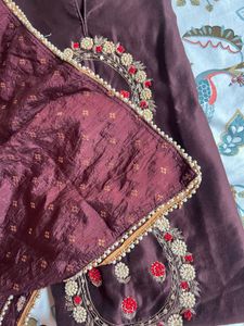 Embroidered Kurta with Dupatta- Margin available