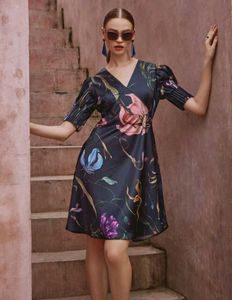 New Elegant Floral Print Midi Dress