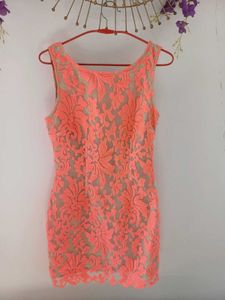 Ladakh Coral Lace Sheath Dress
