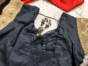 Black and golden Saree with Gold Embroider