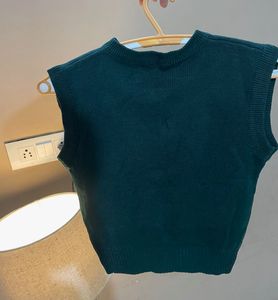 Green Knit Vest Top