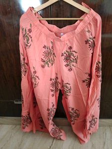 Peach Floral Kurta Set with dupatta
