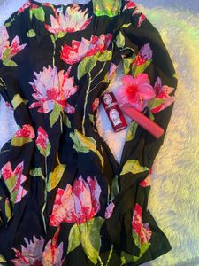 Black Floral Kurta