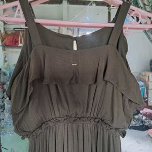 Olive Green Ruffled Maxi Dress