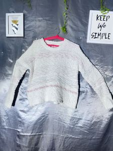 Cozy White Striped Sweater