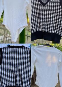 Houndstooth Vest &amp; White Bodysuit Combo