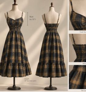 Plaid Spaghetti Strap cottagecore Dress