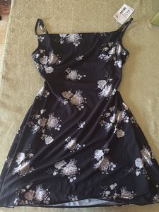 Black Floral Print Mini Dress