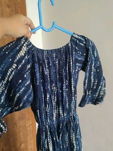 Boho Blue &amp; White Tie-Dye Dress
