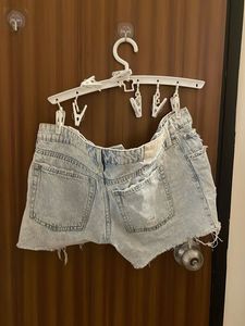 Distressed Denim Shorts &amp; Blue Tank Top Set