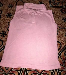 Green Ribbed Polo Long Sleeve Top AndPink To