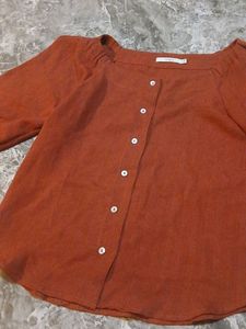 💗Chic Rusty Orange Button-Up Top 💗
