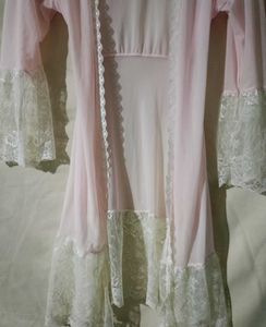 Pink Lace Trim Robe