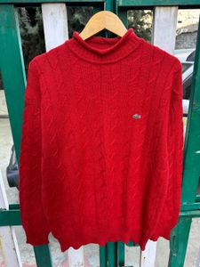 Lacoste Red Knit Turtleneck Sweater