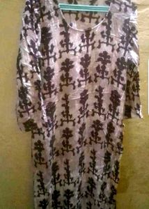 Cream &amp; Brown Printed kurta