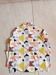 Geometric Print Button-Down Shirt
