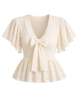 savana White bow-front top never worn