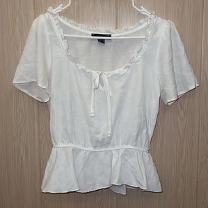 Whimsical White Ruffled Peplum Top