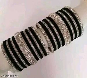 Elegant Blue &amp; Silver Bangles Set