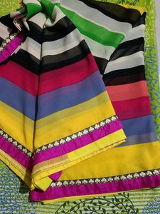 Beautiful Multicolour Striped Soft Silk Saree