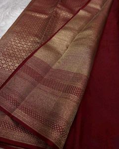 Elegant Maroon Brocade Silk Saree