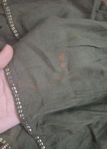 Y2K olive Mini Skirt with Embellished Hem
