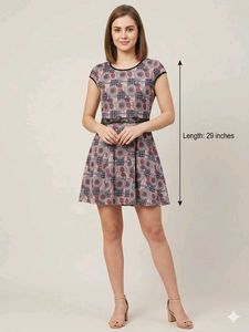Boho Print Flared Dress