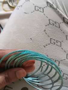 Sparkling Teal &amp; Silver Bangle Set