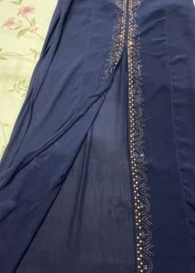 Elegant Navy Embellished Maxi Dress