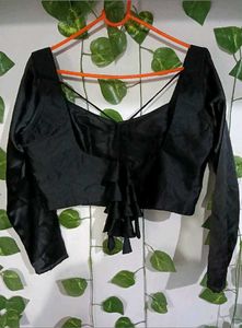 Stylish Black Satin Blouse