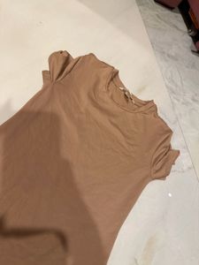 Casual Tan T-Shirt Dress