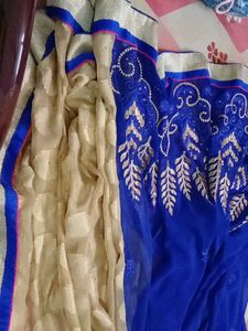 Blue Embroidered Saree