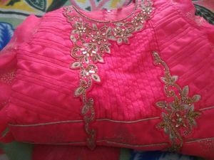 Rose pink Colour Gown Light Weight For Heavy look
