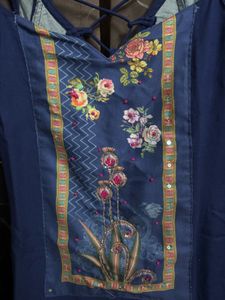 Beautiful Blue Floral Dress Material