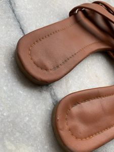 Brown Strappy Flat Sandals