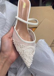 Zara White embroidered Heels