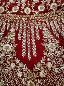red velvet bridal lehenga