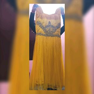 WOMEN'S BEAUTIFUL MAXI DRESH,PARTY,HALDI(MUSTARD)