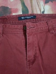 Burgundy Straight Fit Jeans