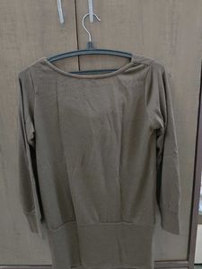 Brown Cowl Neck Long Sleeve Top